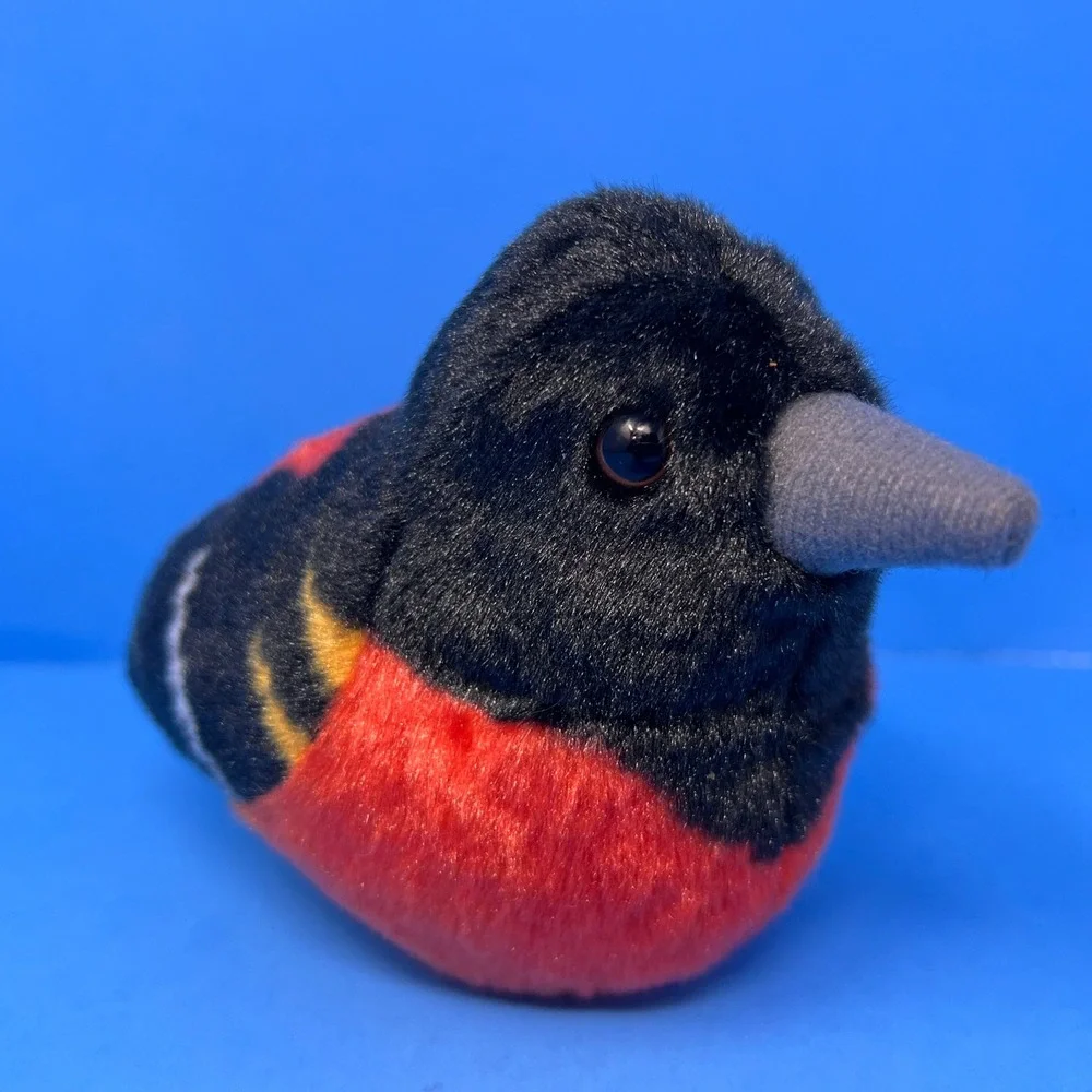 Wild Republic Baltimore Oriole Small Black‎ Orange Tweets Sound Bird Plush Toy
